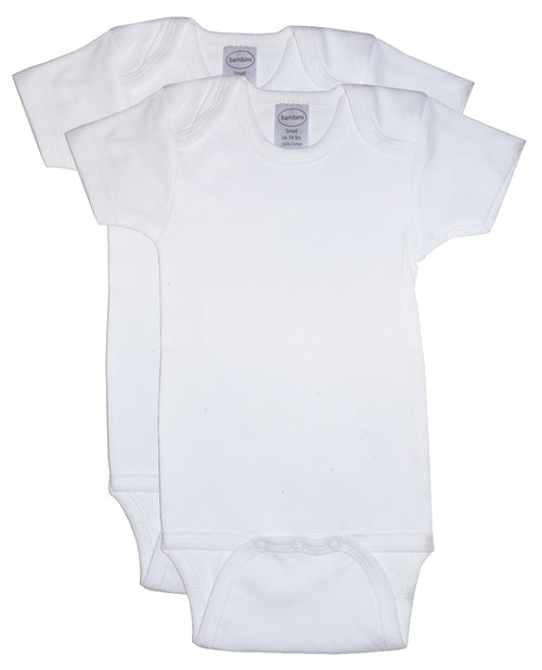 2 Pack Classic White Cotton Baby Bodysuit — Short Sleeve