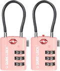 TSA Approved Luggage Locks with Open Alert Indicator, 3 Digit Combination Cable Travel Lock for Suitcase, Backpack, Gym Locker, Toolbox & Travel Bag(2, Pink 2 Pack)