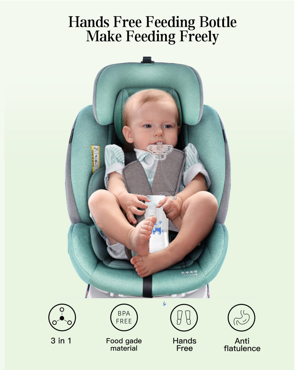 Amazon's Popular Creative Baby Bottle Hands-Free Feeding Device Wide-Mouth Pp Baby Bottle 300ml