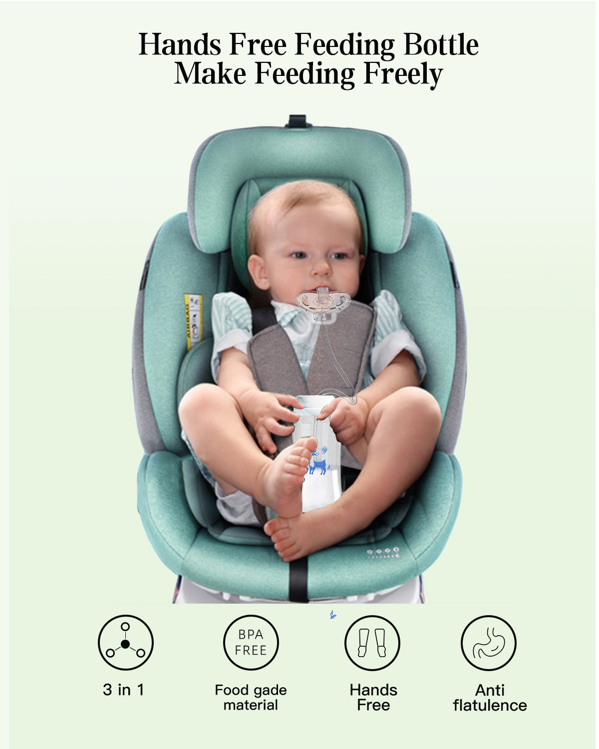 Amazon's Popular Creative Baby Bottle Hands-Free Feeding Device Wide-Mouth Pp Baby Bottle 300ml