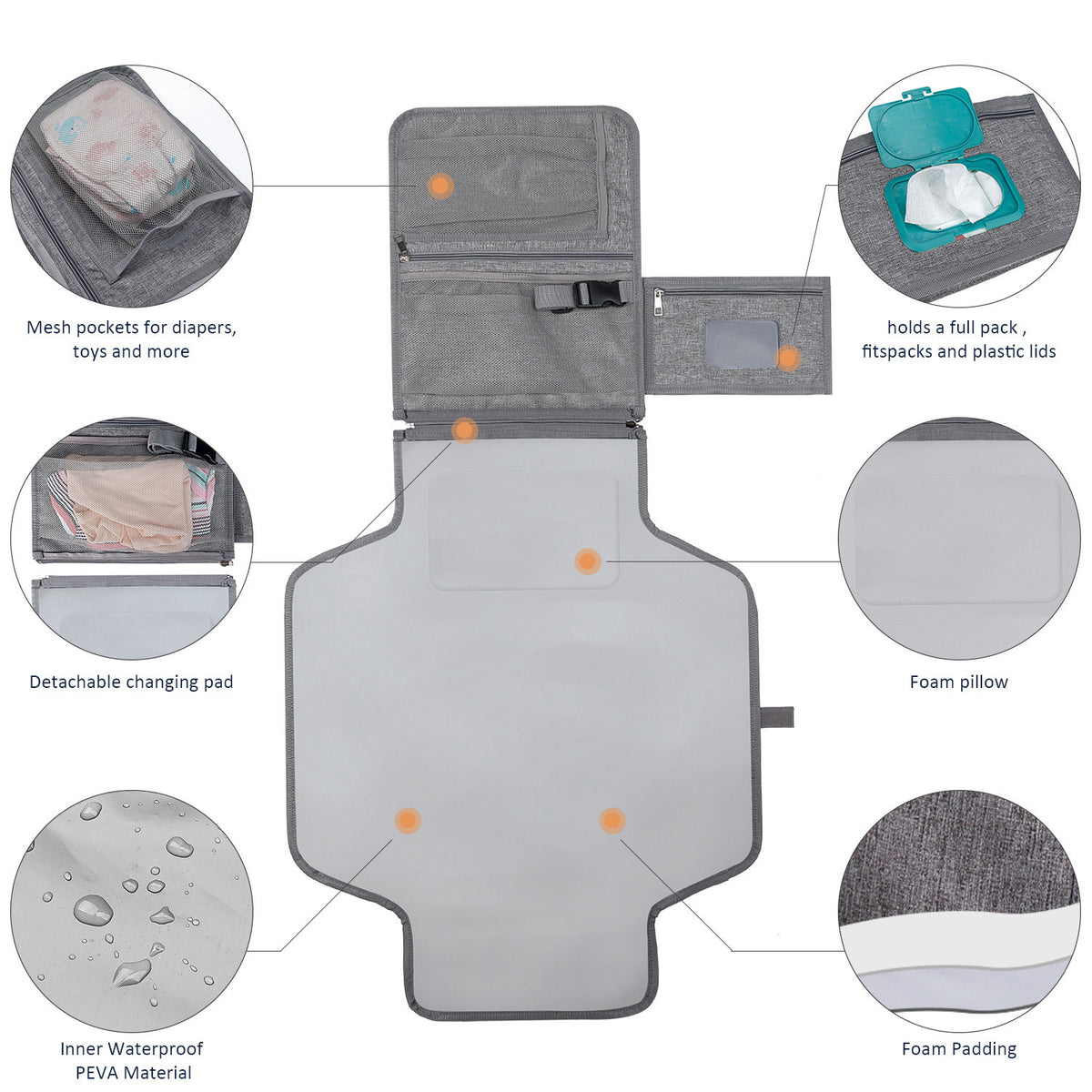 [Low Price Big Sale] Portable Baby Diaper Pad Supplies Outdoor Travel Folding Diapers Include Shoulder Strap Wet Wipes