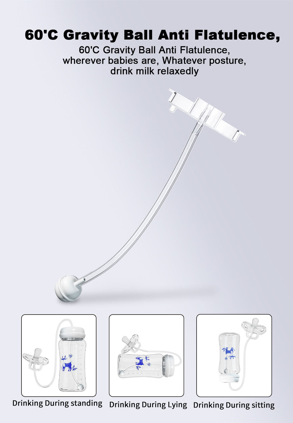 Amazon's Popular Creative Baby Bottle Hands-Free Feeding Device Wide-Mouth Pp Baby Bottle 300ml