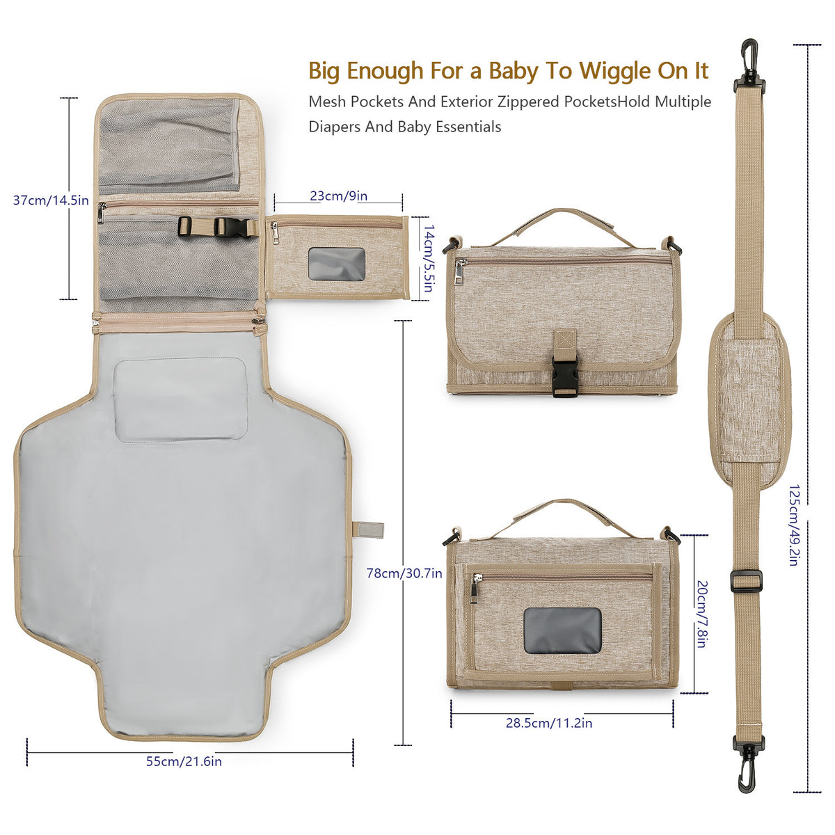 [Low Price Big Sale] Portable Baby Diaper Pad Supplies Outdoor Travel Folding Diapers Include Shoulder Strap Wet Wipes