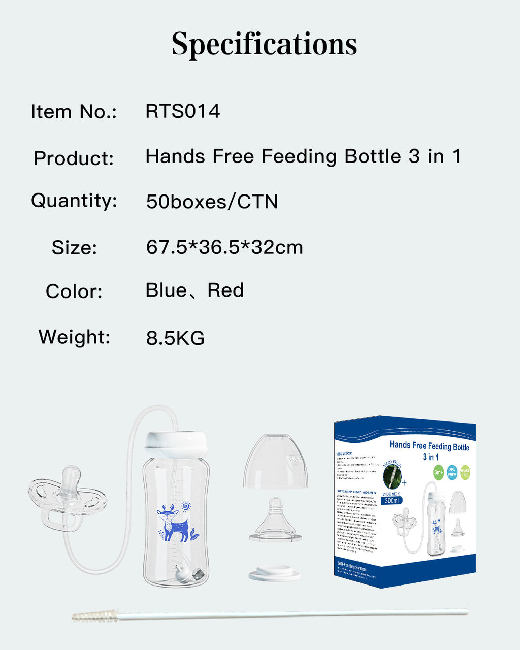 Amazon's Popular Creative Baby Bottle Hands-Free Feeding Device Wide-Mouth Pp Baby Bottle 300ml