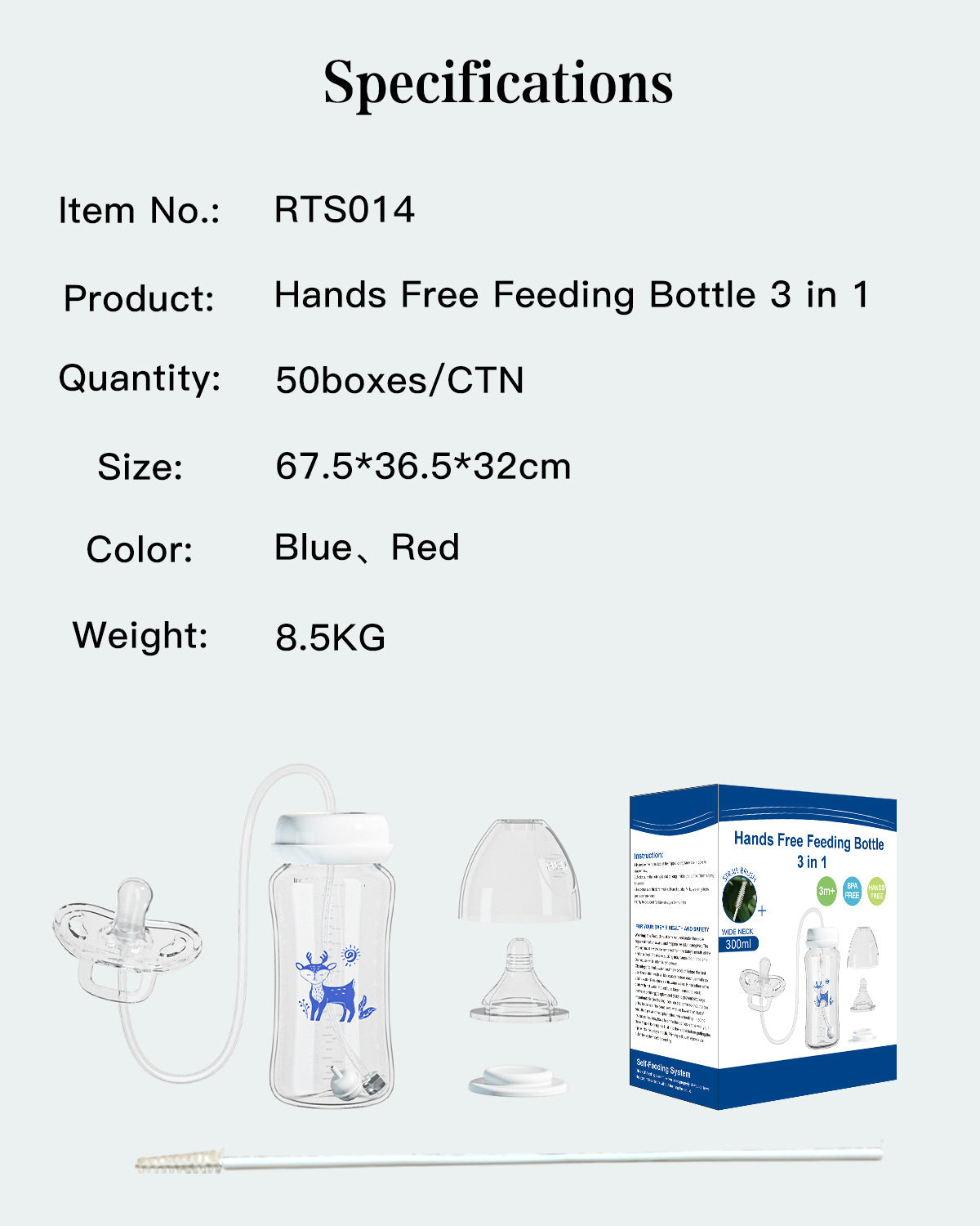 Amazon's Popular Creative Baby Bottle Hands-Free Feeding Device Wide-Mouth Pp Baby Bottle 300ml