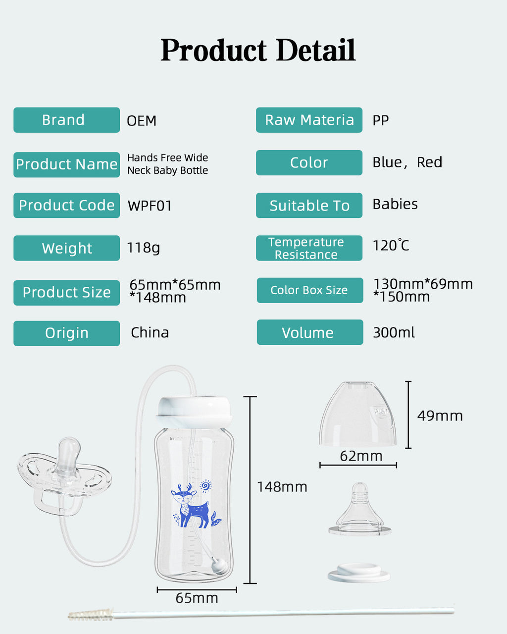 Amazon's Popular Creative Baby Bottle Hands-Free Feeding Device Wide-Mouth Pp Baby Bottle 300ml