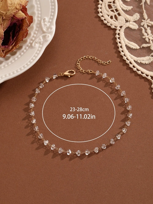 QIAMNI Summer Bohemia Crystal Cubic Zirconia Anklet For Women Girls