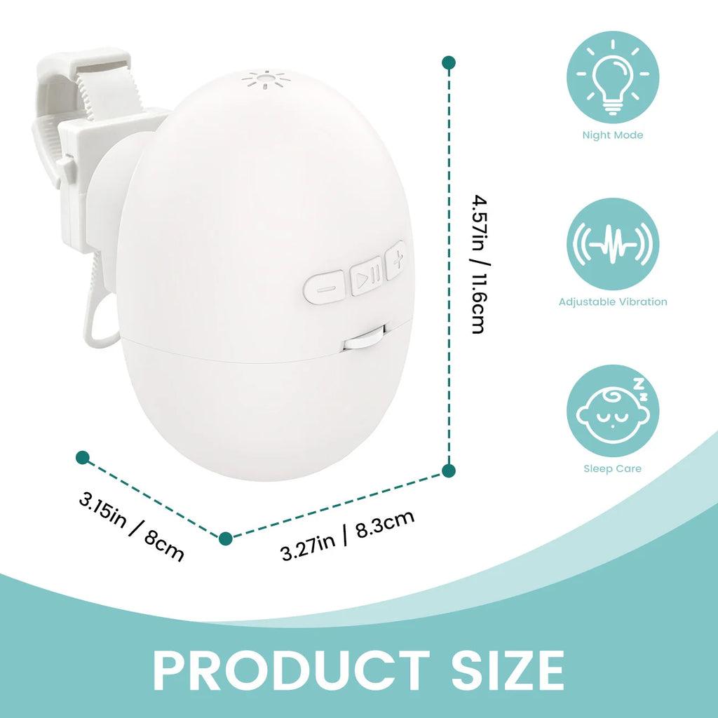 Baby Cradle Sleep Soother with Adjustable Vibration, White Noise & Touch Control Nightlight, Type-C Rechargeable Clip-On Infant