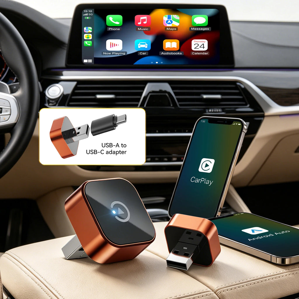 2026 Latest Wireless CarPlay Apapter （Type C） CarPlay & Android Auto,Type-C Port,Converts Wired to Wireless,Plug & Play,Auto-C