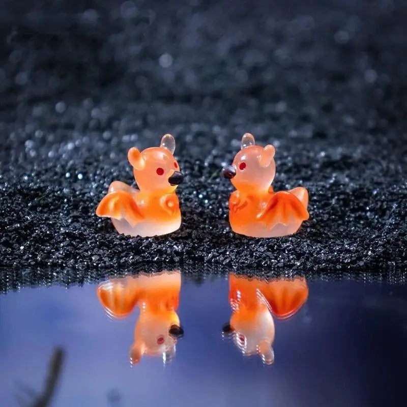 Mini Glow In Dark Bat Resin Figurines Cute For Halloween Fairy Garden Decor Micro Landscape Access