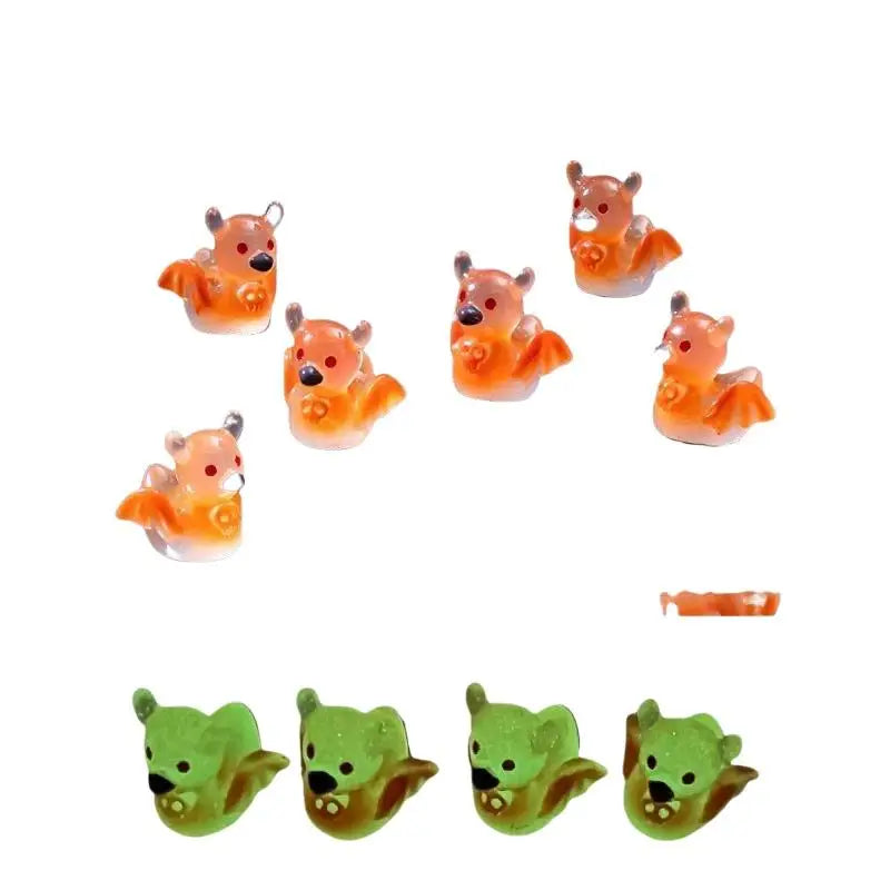 Mini Glow In Dark Bat Resin Figurines Cute For Halloween Fairy Garden Decor Micro Landscape Access