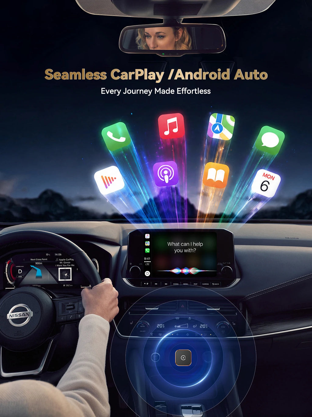 2026 Latest Wireless CarPlay Apapter （Type C） CarPlay & Android Auto,Type-C Port,Converts Wired to Wireless,Plug & Play,Auto-C