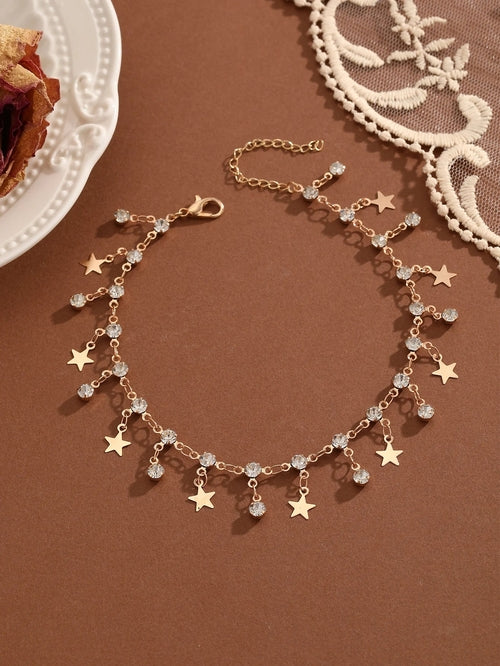 QIAMNI Summer Bohemia Crystal Cubic Zirconia Anklet For Women Girls