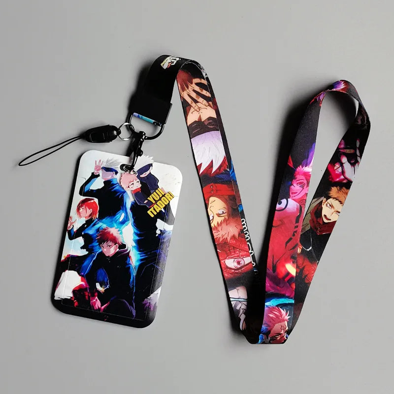 Japanese Anime Card Cases card Lanyard Key Lanyard Badge ID Cards Holders Neck Straps Keychains Itadori Yuji Gojo Satoru