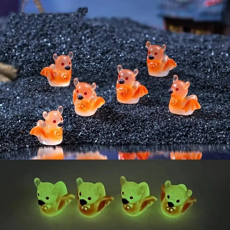 Mini Glow In Dark Bat Resin Figurines Cute For Halloween Fairy Garden Decor Micro Landscape Access