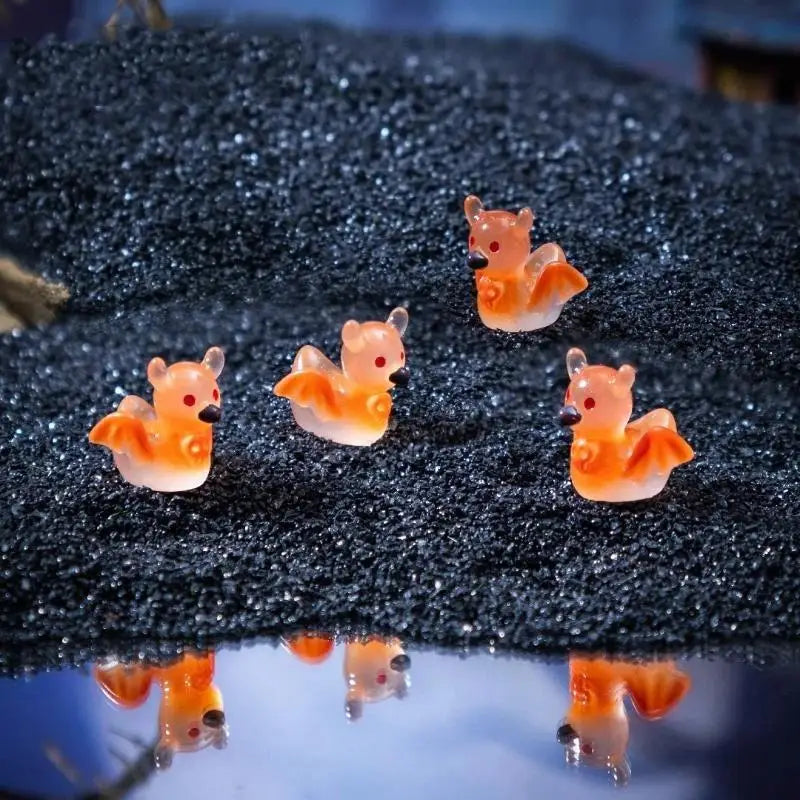 Mini Glow In Dark Bat Resin Figurines Cute For Halloween Fairy Garden Decor Micro Landscape Access