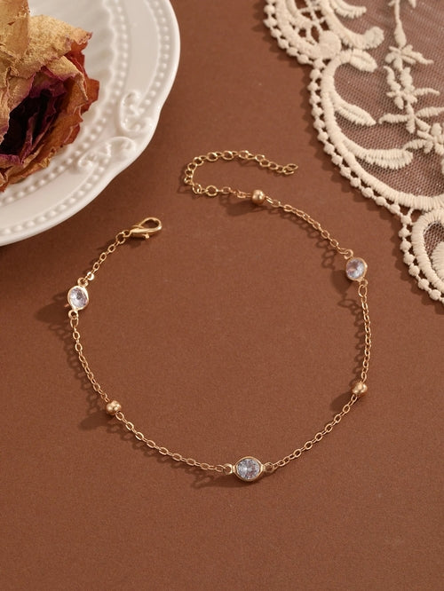 QIAMNI Summer Bohemia Crystal Cubic Zirconia Anklet For Women Girls