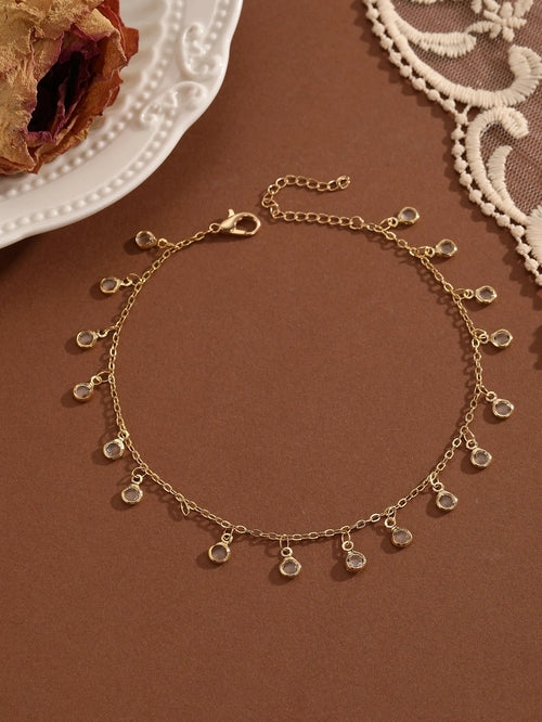 QIAMNI Summer Bohemia Crystal Cubic Zirconia Anklet For Women Girls